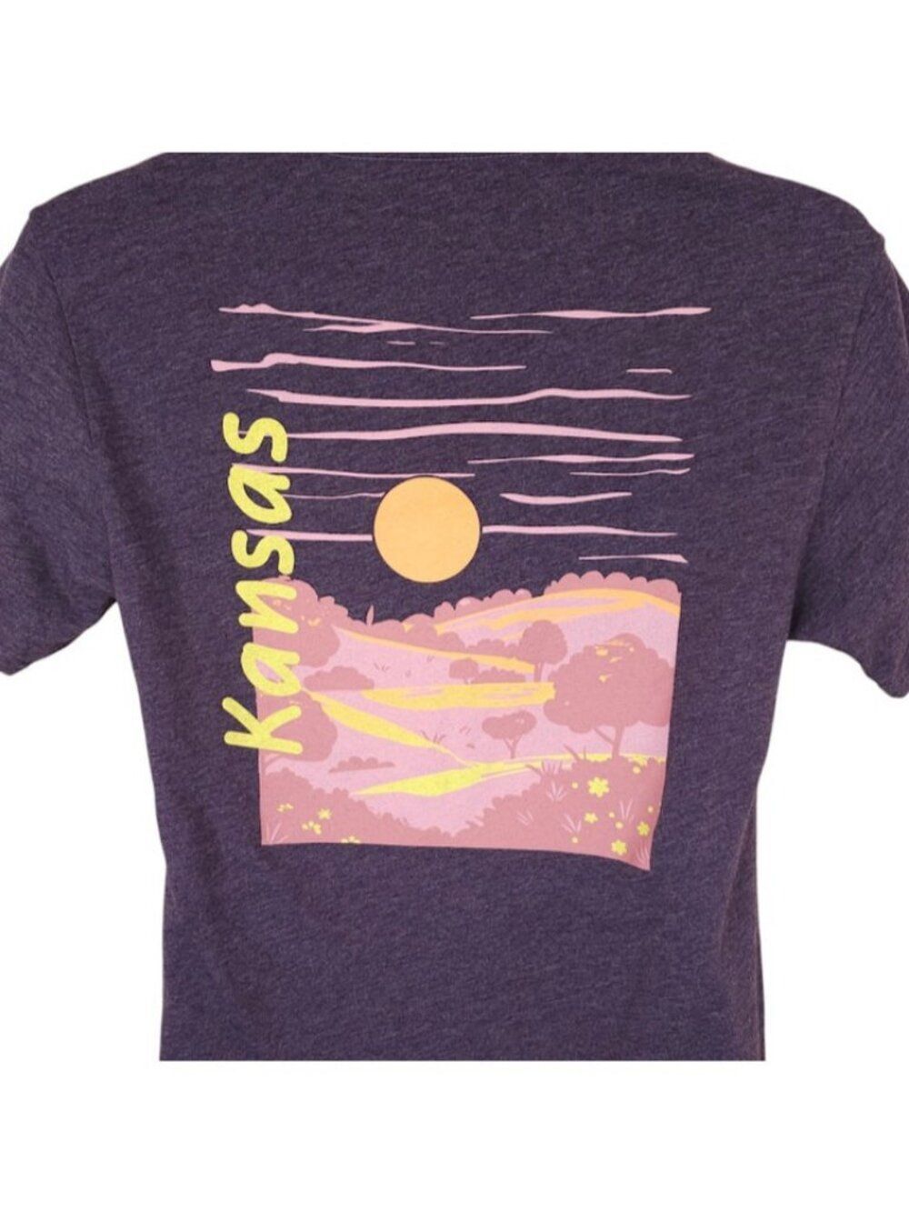 Kansas T Shirt Mens Size Small Purple Country Sunset Travel Destination Tee